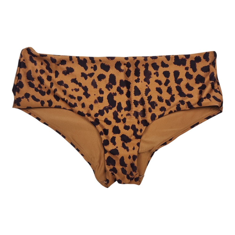 NWT H&M Leopard Print Hipster Bikini Bottoms Brown Black Size 8